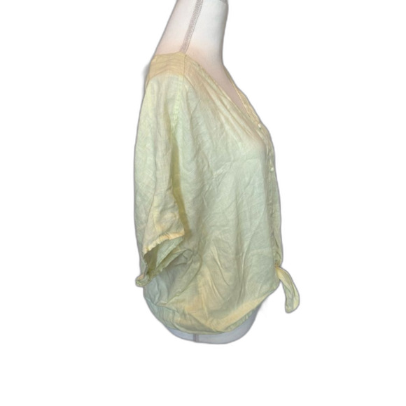 Vince Camuto 100% Linen Button Tie Front Blouse Light Green Size Large V Neck - Picture 6 of 9